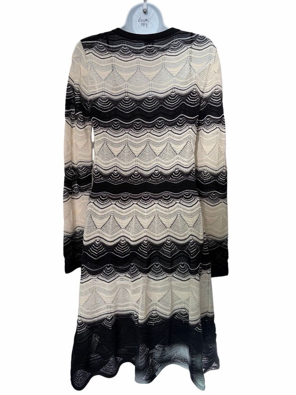 M Missoni Black Cream Signature Wave Knit Long Sleeve Sweater Dress IT 44 - Picture 5 of 12